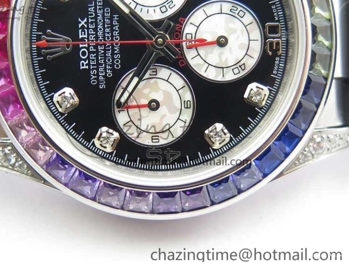 0203 Daytona 116599RBOW SS Rainbow Crystal BLF Best Edition Black Dial on Rubber Strap A Affordable 3237